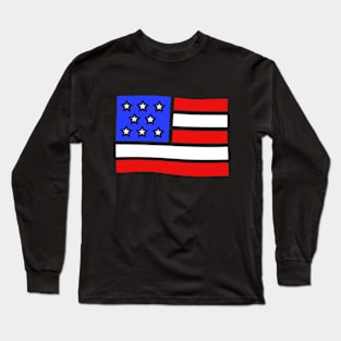 Simple American Flag in The Wind Long Sleeve T-Shirt